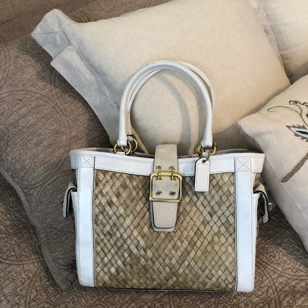 Coach Purse, White and basketweave